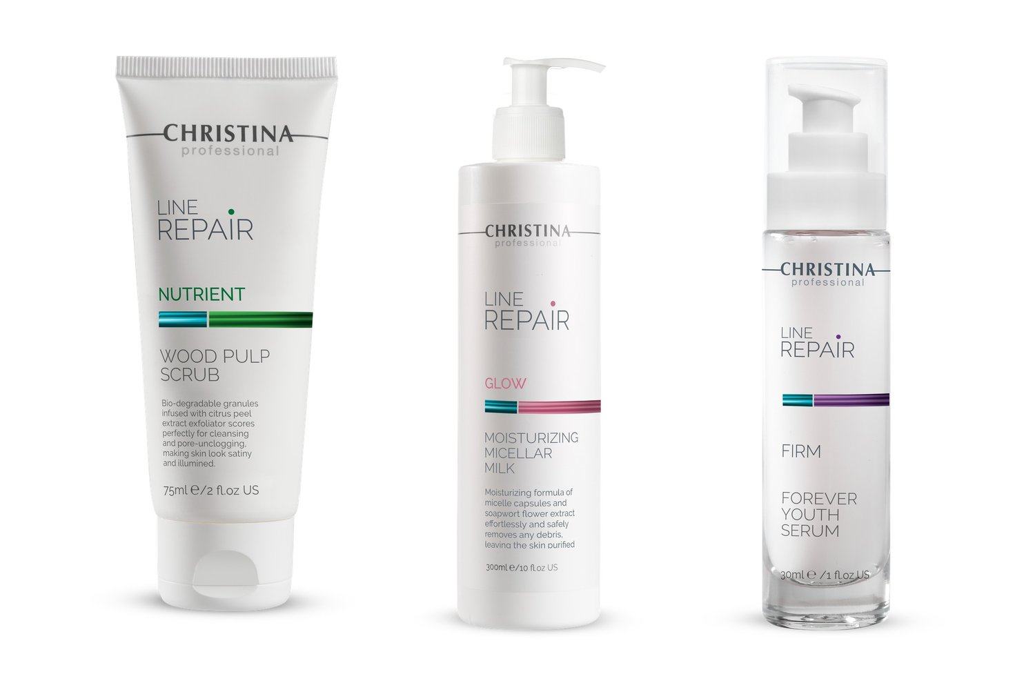 Christina Line Repair — Produktauswahl der Linie auf weißem Grund